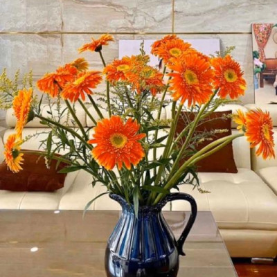 Lọ hoa dáng bình sữa cao 27cm gốm sứ Bát Tràng cao cấp men hoả biến kính