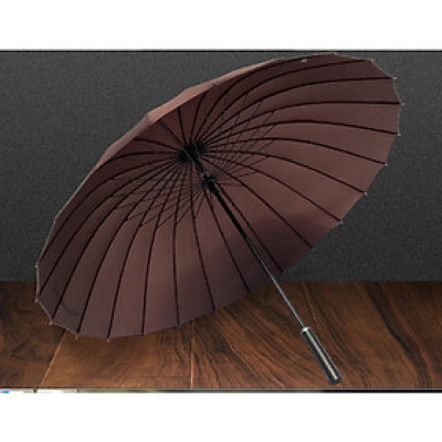 Ô đi mưa cán dài cỡ lớn dù đi mưa cao cấp 24 nan siêu chắc chắn màu nâu