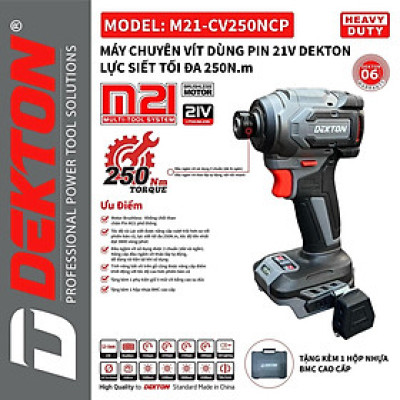 COMBO Máy chuyên vít dekton M21-CV250NCP KÈM 1 PIN M21-B3000 + 1 SẠC M21-S20 DEKTON - KM_T8 -HÀNG CHÍNH HÃNG