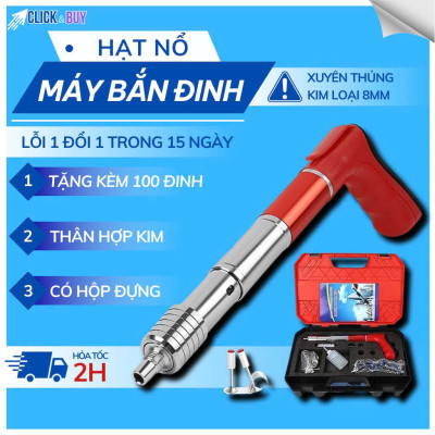 Máy Bắn Đinh Bê Tông Xuyên Sắt Thép Loại Xịn Vỏ Inox – Kèm 100 Đinh Và Hộp Đựng