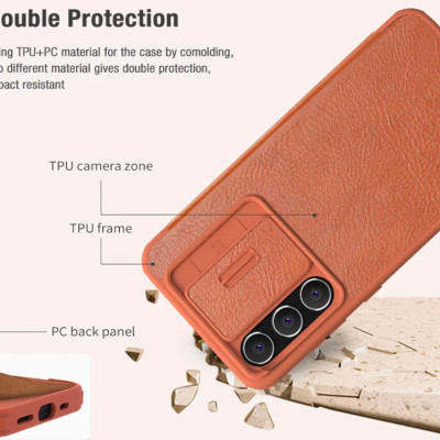 Bao da dành cho SamSung Galaxy S24 Fe hiệu Nillkin QIN - Hàng nhập khẩu