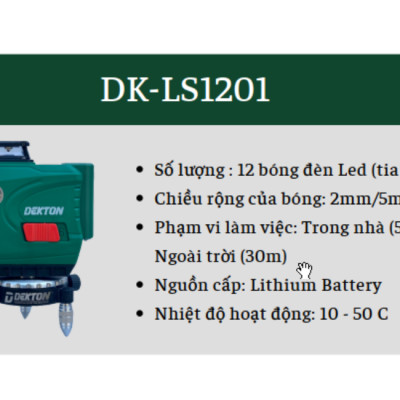 MÁY CÂN BẰNG LASER 12 TIA  4.5V – 5V DK-LS1201 DEKTON-HÀNG CHÍNH HÃNG