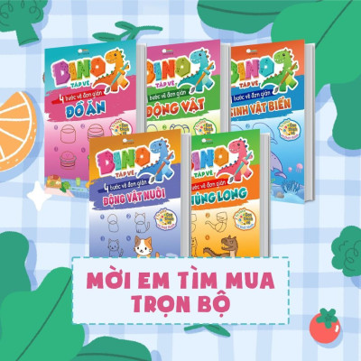 Sách - Dino Tập Vẽ - 4 Bước Vẽ Đơn Giản Đồ Ăn - Megabook