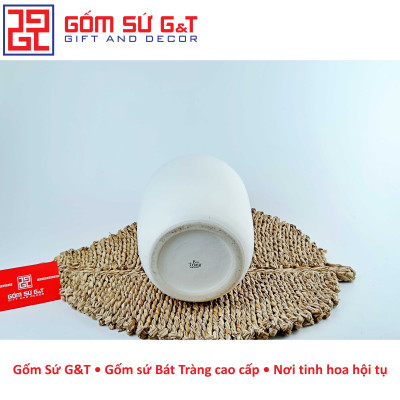 Lọ hoa dáng đèn lồng vẽ đào hồng Gốm Sứ G&T