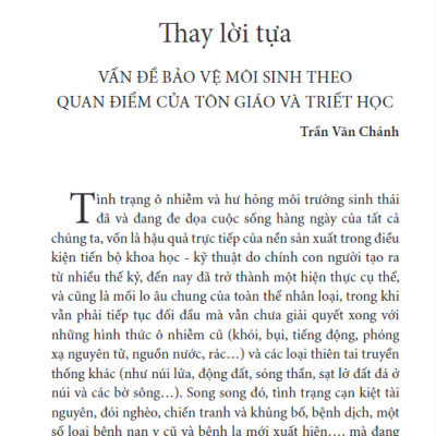 Bảo Vệ Môi Trường - Qua Góc Nhìn Của Tôn Giáo Và Triết Học