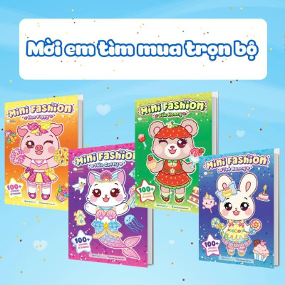 Sách - Mini Fashion - Thỏ Bunny - Bóc Dán Hơn 100+ Stickers Váy, Phụ Kiện Xinh Đẹp Cho Bé Gái - Megabook