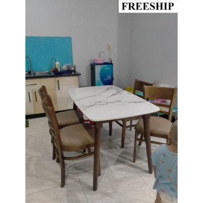 Bộ bàn ăn vân giả đá cao cấp sang trọng giá rẻ tại xưởng