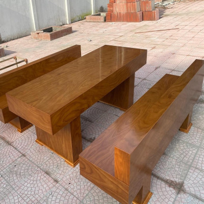 Bàn Ghế K3 Có Tựa Gỗ Hương Xám