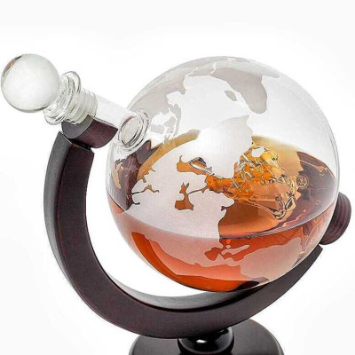 Chai Đựng Rượu Thủy Tinh 1500ML mẫu Globe cao cấp nắp thủy tinh đặc kèm đế gỗ - Vỏ Chai Rượu Đẹp trang trí – Bình Đựng Rượu Thủy Tinh decor (E18)