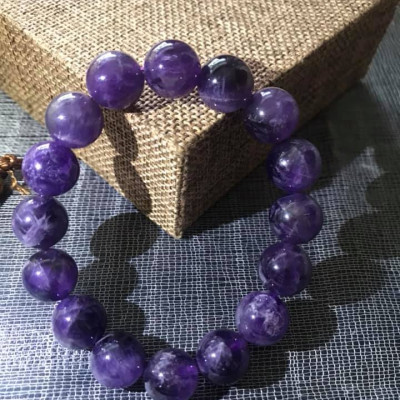 VÒNG THẠCH ANH TÍM 12LY  ĐÁ TỰ NHIÊN NAM NỮ MẠNG  HOẢ THỔ 