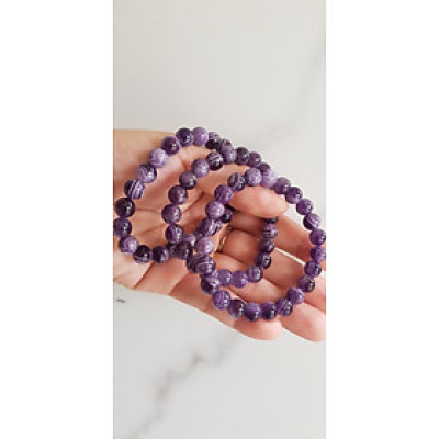 Vòng tay nữ đá thạch anh tím vân mới 8mm mệnh hỏa mệnh thổ rẻ đẹp Vòng đeo tốt sức khỏe, tim mạch, may mắn thuận lợi công việc cuộc sống ạ