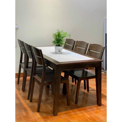 Bàn ăn 6 ghế gỗ sồi mẫu 2