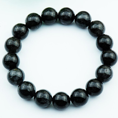 Vòng tay thạch anh tóc đen Rutilated Quartz tự nhiên 12li 17 hạt