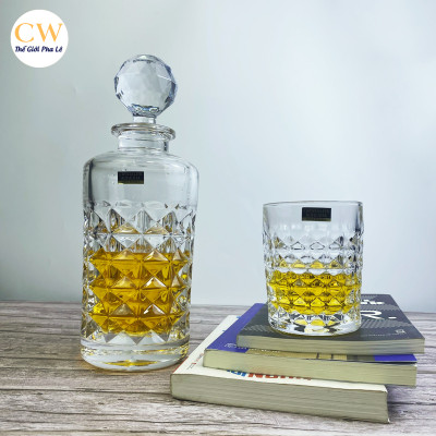Bộ Bình Ly Rượu Mạnh Whisky Pha Lê Tiệp Khắc Crystalite Bohemia Diamond