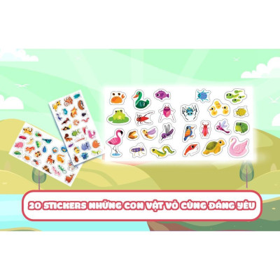 Sách - Cuộc Phiêu Lưu Của Mèo Tí Hon Trong Hồ Nước (20 Stickers Con Vật) - Megabook