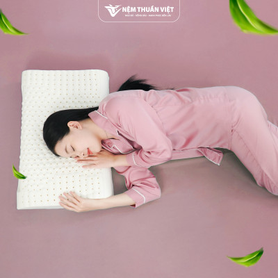 Gối Nằm Cao Su Massage Thuần Việt - Thiết Kế Lượn Sóng, Có Gai Massage, Giảm Đau Vai Gáy Cổ