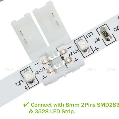 Đầu nối thẳng 4 chân cho led dây dán 5050 RGB đổi màu connector 4P pin 10 mm trang trí dán tường thạch cao, cây máy tính, màn hình, ti vi, TV, Gaming, Tiktok dán tường, chống nước bền đẹp- Chính hãng DEHA