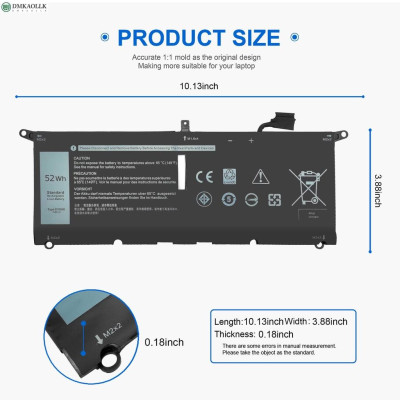 Pin Tương Thích Cho Laptop Dell Inspiron 13 5390 5391 7390 H754V G8Vcf Xps 9370 9380 – Dxgh8 52Wh TEEMO PC TEBAT1399 Hàng Nhập Khẩu