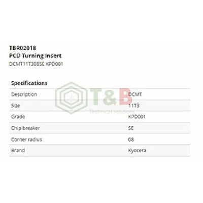 Mảnh dao tiện kim cương PCD  Kyocera Model DCMT11T308SE KPD001