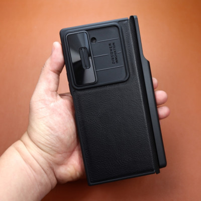 Case bao da chống sốc cho Samsung Galaxy Z Fold 6 trang bị nắp bảo vệ Camera và ngăn đựng S-Pen và khe nhét thẻ card hiệu Nillkin Qin Pro (chất liệu da cao cấp, thiết kế thời trang cá tính) - Hàng nhập khẩu