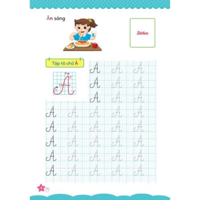 Sách - Cùng Khủng Long Tập Viết Chữ Cơ Bản - Chữ Cái Tiếng Việt Viết Hoa - Quyển 6 - Sticker Bé Gái - Megabook