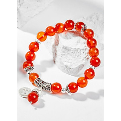Vòng Tay Phong Thủy Nữ Đá Mã Não Đỏ Phối Charm Cung Hoàng Đạo Bảo Bình (8mm) Mệnh Hỏa, Thổ Ngọc Quý Gemstones
