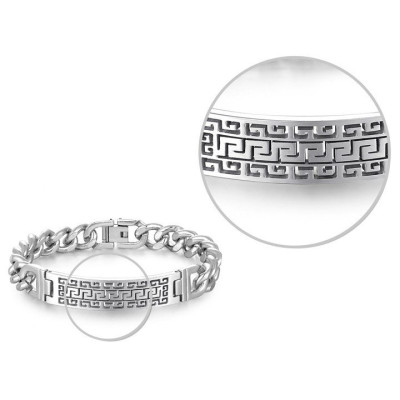  Lắc tay nam thời trang mặt chữ nhật viền mê cung phong cách sành điệu MST93