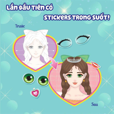 Sách - Trang Điểm Công Chúa Hàn Quốc Mina - Tô Màu Và Bóc Dán Hơn 100+ Stickers Xinh Đẹp Cho Bé Gái - Megabook