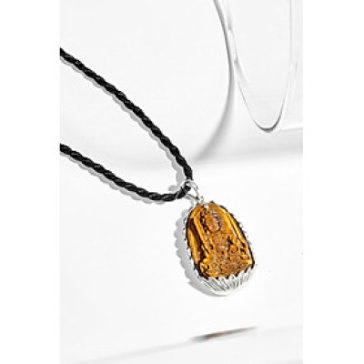 Mặt Dây Chuyền Phật Bản Mệnh Đá Mắt Hổ Mệnh Thổ,Kim - Ngọc Quý Gemstones