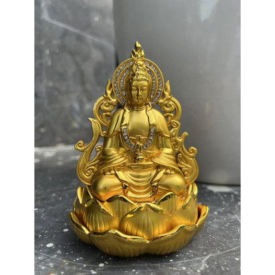 Tượng Phật Quan Âm Trang Trí Xe Ô Tô , Tượng Phật Bà Dát Vàng Chất Lượng Cao
