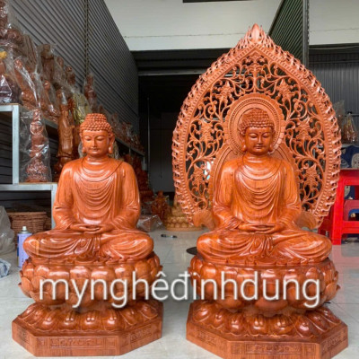 TƯỢNG PHẬT THÍCH CA NGỒI THIỀN BẰNG GỖ HƯƠNG ĐÁ KT CAO 60×36×34CM