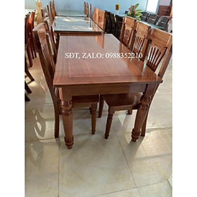 Bàn ghế ăn gỗ xoan đào cao cấp (bàn chân tròn 160cm+6 ghế)