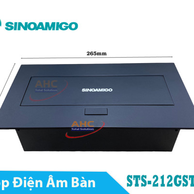 Hộp ổ cắm âm bàn đa năng Sinoamigo STS-212GST-2B màu đen. Module tùy chỉnh, tích hợp mạng, thoại,HDMI, USB, Audio - Hàng chính hãng Full thuế VAT, COCQ