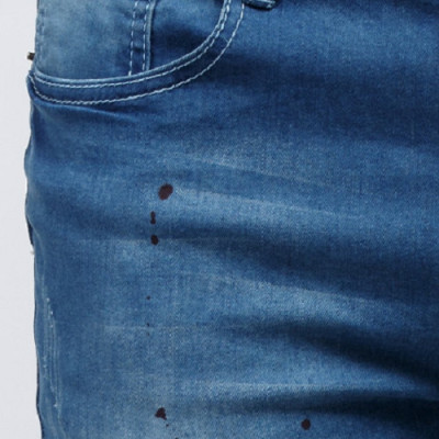 Quần Jeans Titishop QJ147 màu xanh dương wash bạc