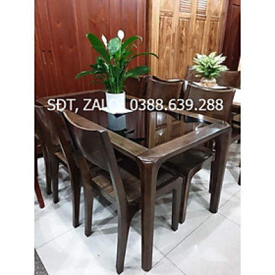 Bàn ăn 6 ghế gỗ sồi mẫu 2