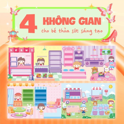 Sách - Trò Chơi Đóng Vai Công Chúa Nhỏ Mika - Cửa Hàng Đồ Ăn - Bóc Dán 80+ Sticker Đa Dạng Cho Bé Gái - Megabook