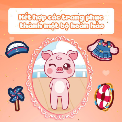 Sách - Mini Fashion - Heo Piggy - Bóc Dán Hơn 100+ Stickers Váy, Phụ Kiện Xinh Đẹp) Cho Bé Gái - Megabook