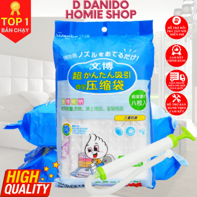 Combo 8 túi hút chân không cao cấp đựng quần áo, chăn màn, gối mềm nhiều cỡ - Chính hãng D Danido