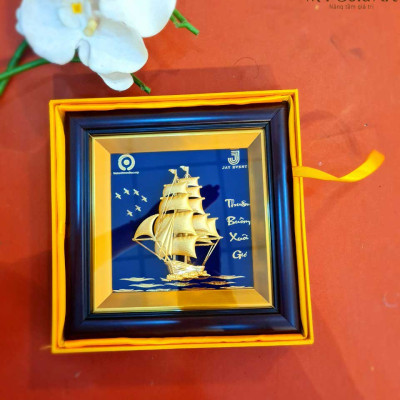 Tranh thuyền thuận buồm xuôi gió (20x20cm) MT Gold Art- Hàng chính hãng, trang trí nhà cửa, quà tặng sếp, đối tác, khách hàng.