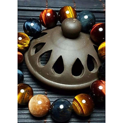 Vòng Tay Chuỗi Hạt Opal Mắt Hổ Ba Màu Tự Nhiên 12MM