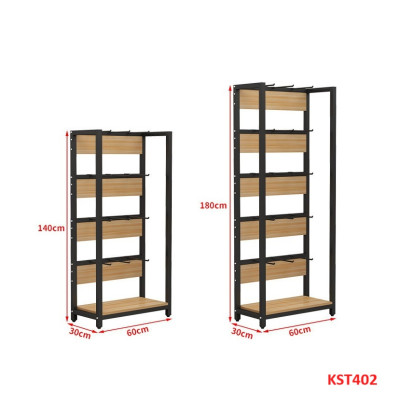 Kệ trưng bày sản phẩm, hàng hóa , kệ trang trí khung sắt mặt gỗ KST402 - Nội thất lắp ráp Viễn Đông Adv