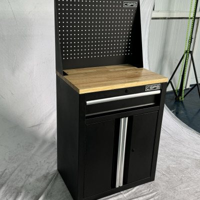 Tủ dụng cụ CSPS 61cm - 01 hộc kéo màu đen ván gỗ vách lưới (tay cầm trắng)