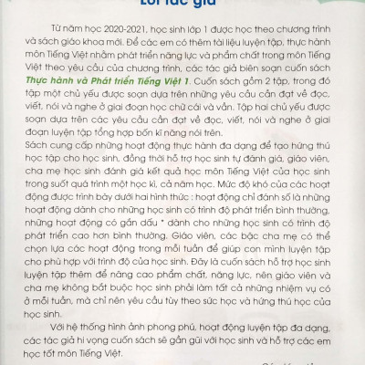 Thực Hành Và Phát Triển Tiếng Việt 1 - Tập 1
