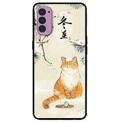 Ốp lưng dành cho Oppo Reno 4 mẫu Nền Mèo Vàng Uống Trà