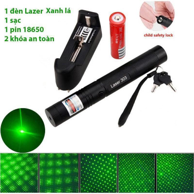 Đèn Pin Laser Tia Xanh Hoặc Tia Đỏ Kèm Pin Và Sạc
