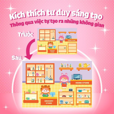 Sách Tương Tác Bóc Dán Sticker Cho Bé - Trò Chơi Đồ Hàng Trang Trí Nhà (Hơn 200 Stickers) - Megabook