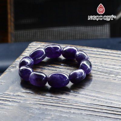 Vòng thạch anh tím hạt thô 13mm mệnh hỏa. thổ - Ngọc Quý Gemstones