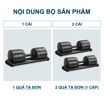 Nuobell - Tạ dumbbells 40Kg Điều Chỉnh 20 Mức – Tay Cầm Khắc Vân, Phù Hợp Gym, Tập Luyện Tại Nhà