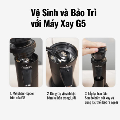 Máy xay hạt cà phê chuyên nghiệp Single Dose, tích hợp 36 chế độ xay, Thương hiệu Mỹ cao cấp HiBREW G5 - Hàng Nhập Khẩu