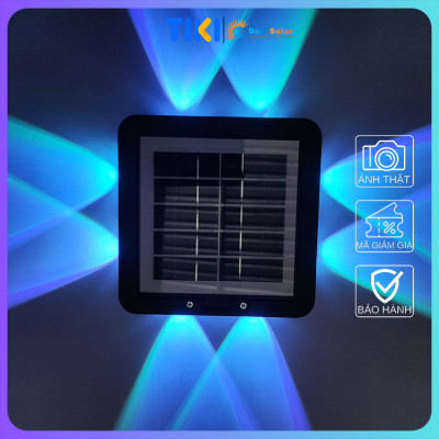 Đèn ốp tường hắt tường 4 đầu 8 tia năng lượng mặt trời HT08-RGB